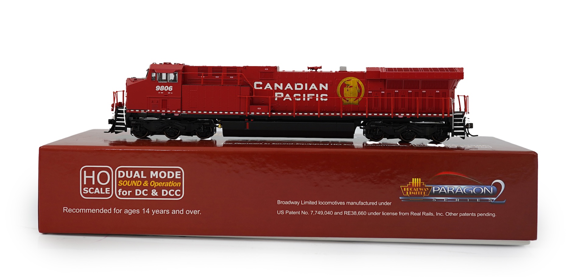 A boxed HO gauge Broadway Limited Paragon 2 Series (2292) model of Canadian Pacific 9806, Co-Co diesel locomotive, powered for two rail operation.